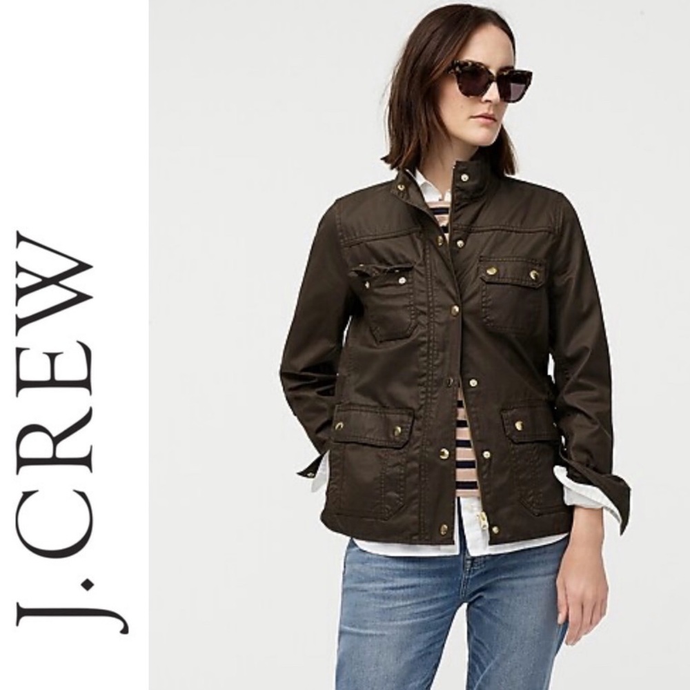 J. Crew Field Jacket Mossy Brown Waxed Cotton
